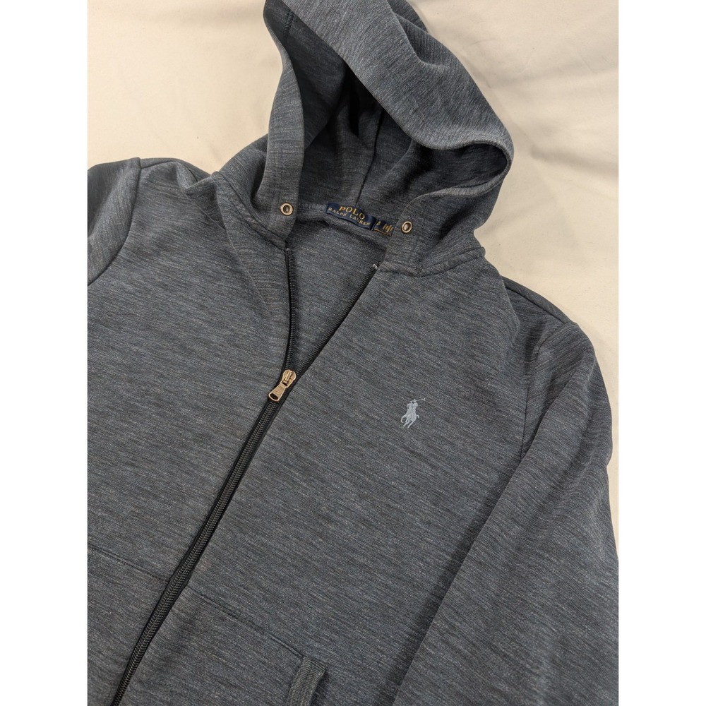Polo Ralph Lauren Full Zip Hoodie Mens Small Gray Performance Stretch Pony Logo
